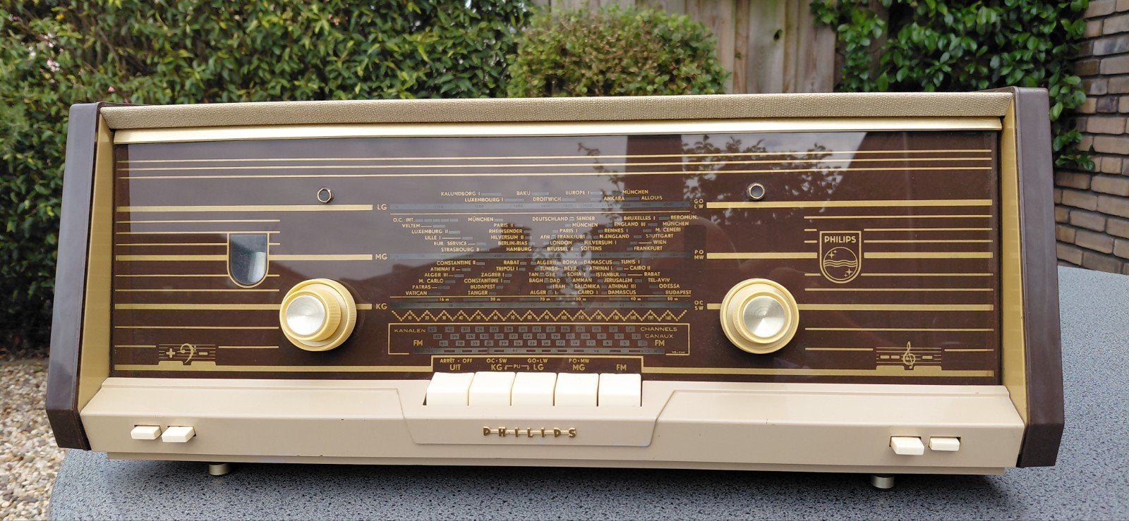 Vintage Philips buizenradio B7X12A/01, Ophalen, Niet werkend, Radio