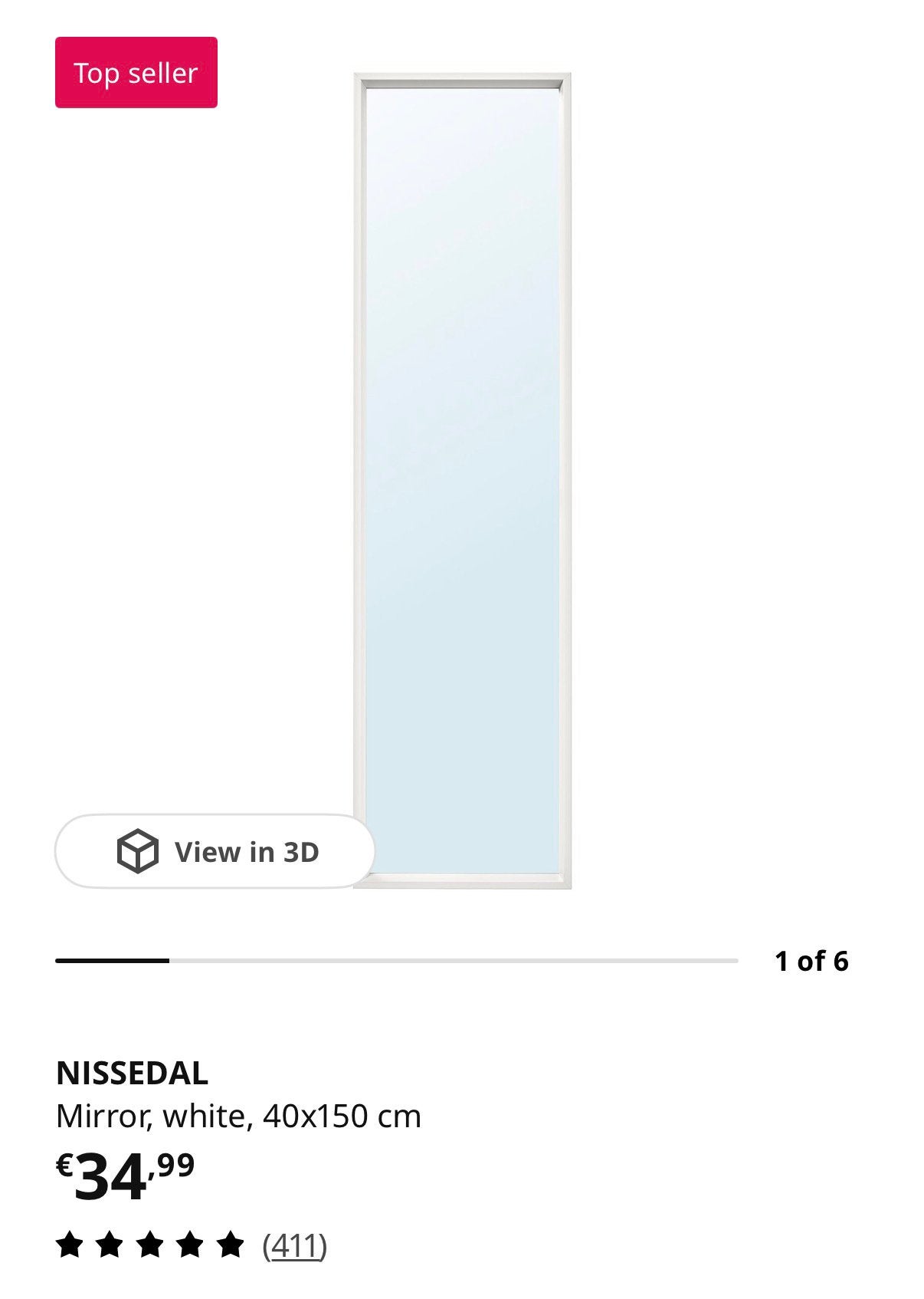 Nissedal mirror ikea, Ophalen, (Half)hoge kast, Zo goed als nieuw, Minder dan 100 cm
