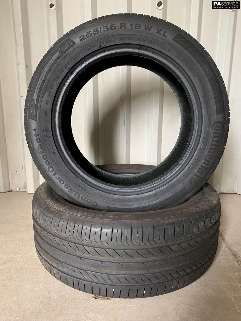 2x Continental 255 55 19 Zomerbanden met 6.4 mm, 19 inch, Gebruikt, 255 mm, -