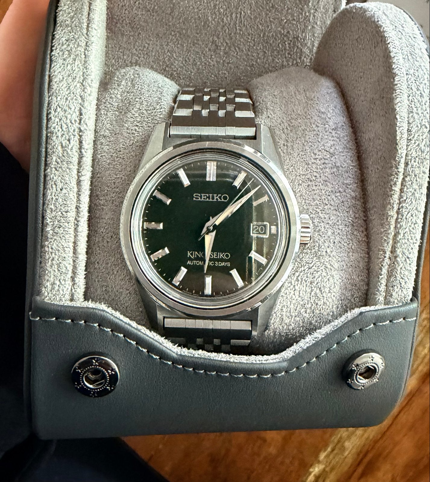 King Seiko SDKS025 – Automatic 3 Days – Groen, Sieraden, Tassen en Uiterlijk, Horloges | Heren, Ophalen, Seiko, Staal, Polshorloge
