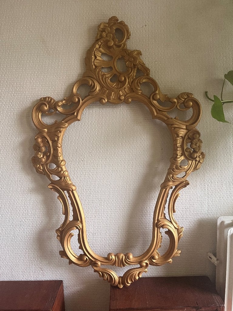 Grote barok lijst in goud, Kunststof, Gebruikt, 77 cm, 48 cm