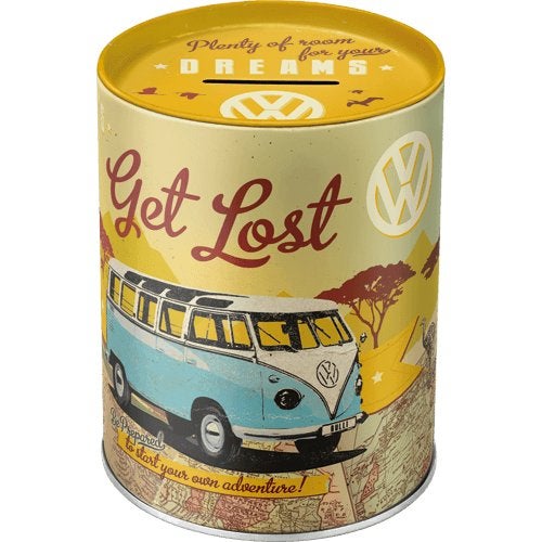 Volkswagen Bulli get lost reclame spaarpot van metaal deco, Ophalen of Verzenden, Nieuw, Auto's