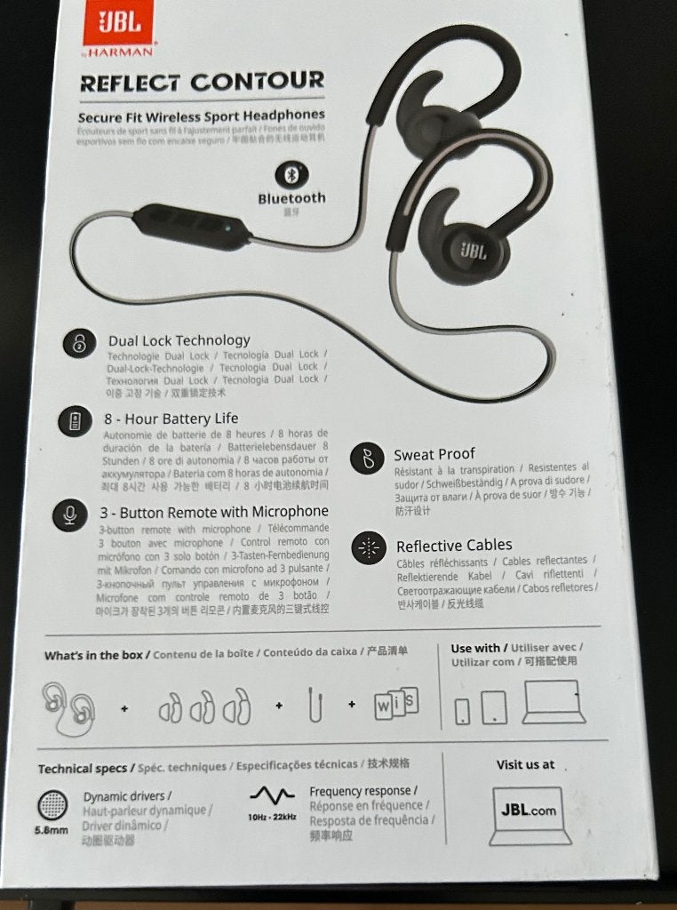 JBL reflect contour, In-ear, JBL, Zo goed als nieuw, Zwart