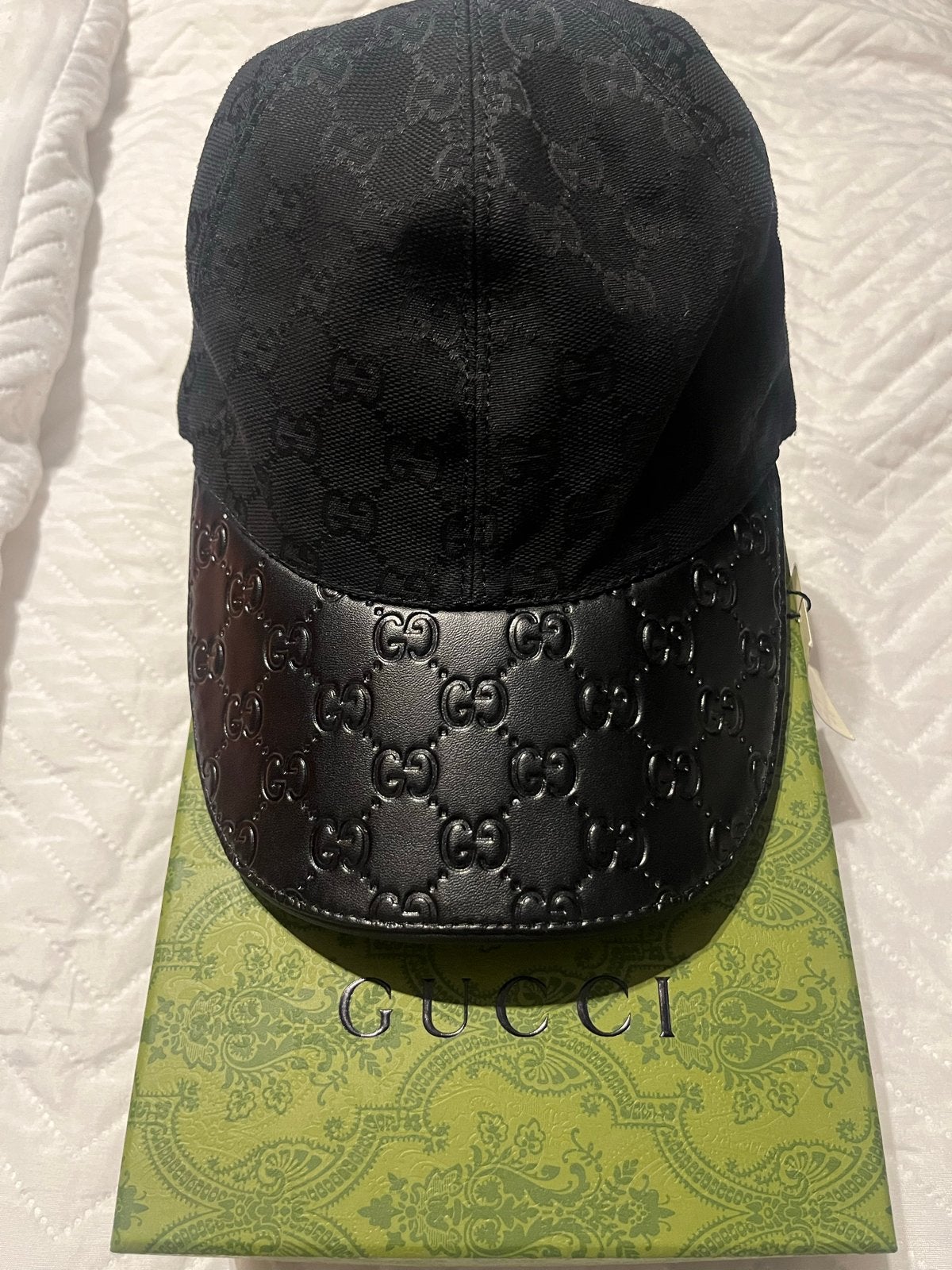 Gucci GG Monogram Baseballpet Zwart Leer, Kleding | Heren, Ophalen of Verzenden, Nieuw, One size fits all, Pet