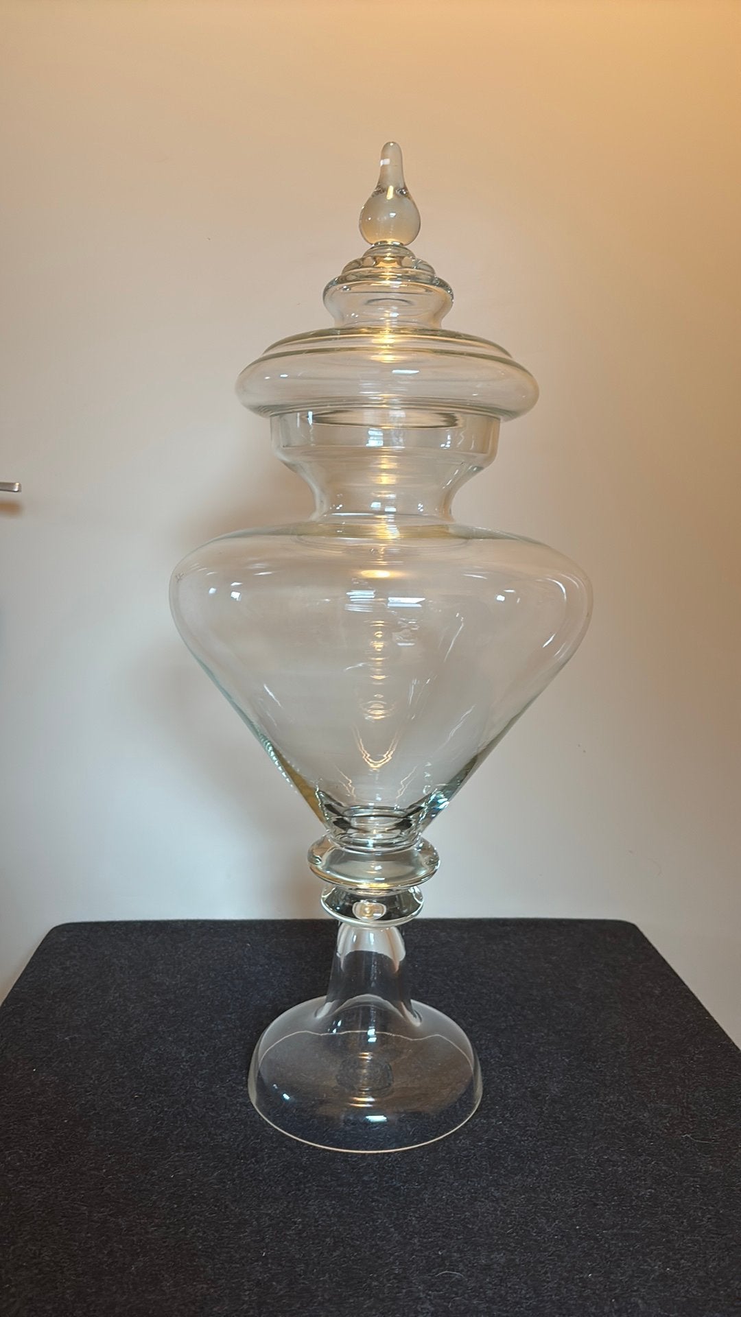Grote glazen vaas met deksel 65 cm, Ophalen, Zo goed als nieuw, Met deksel