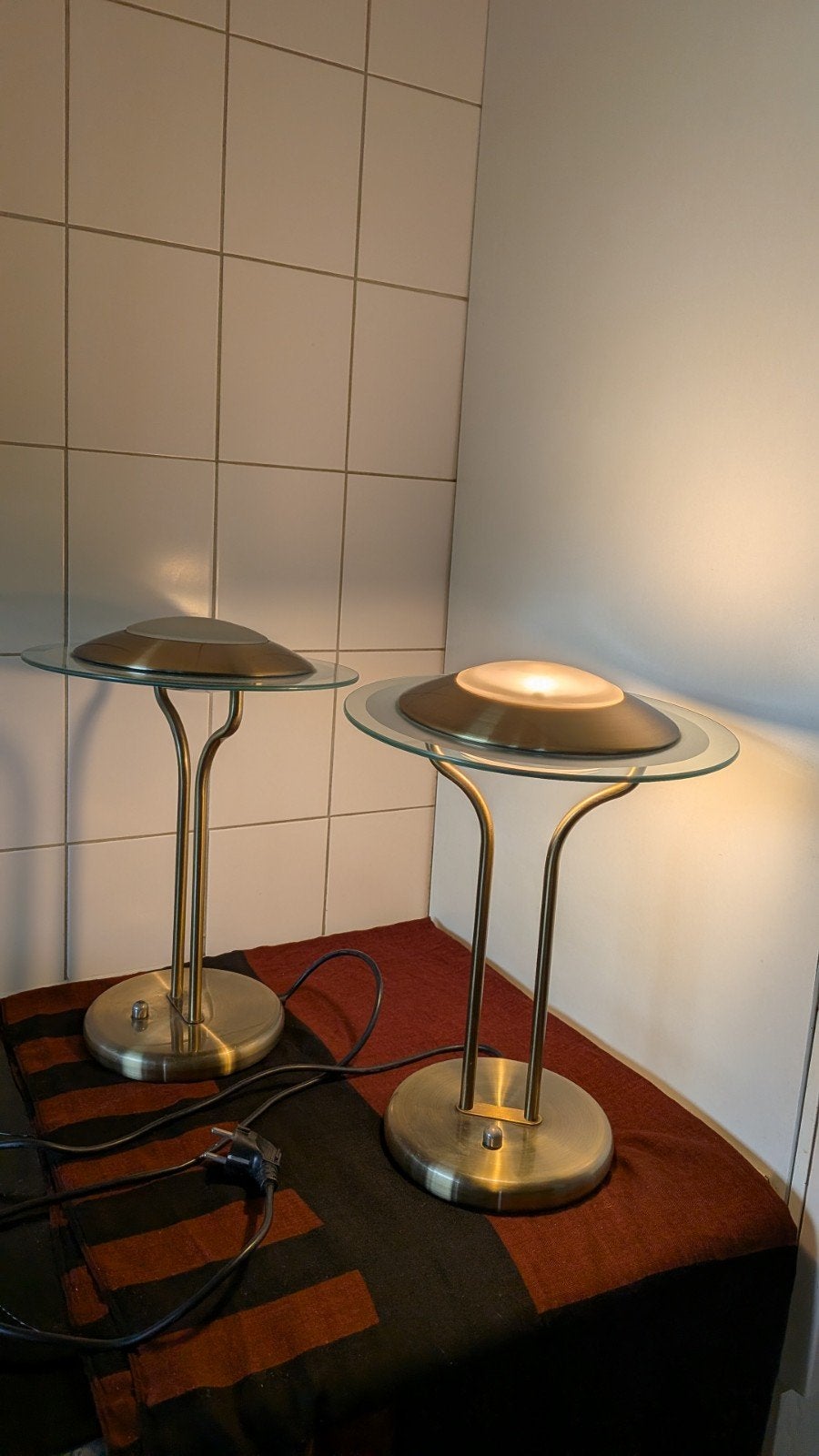 Set van 2 Freelight Tafellampen 1998 - Vintage  UFO Design, Ophalen, Dimbaar, Gebruikt, Overige merken
