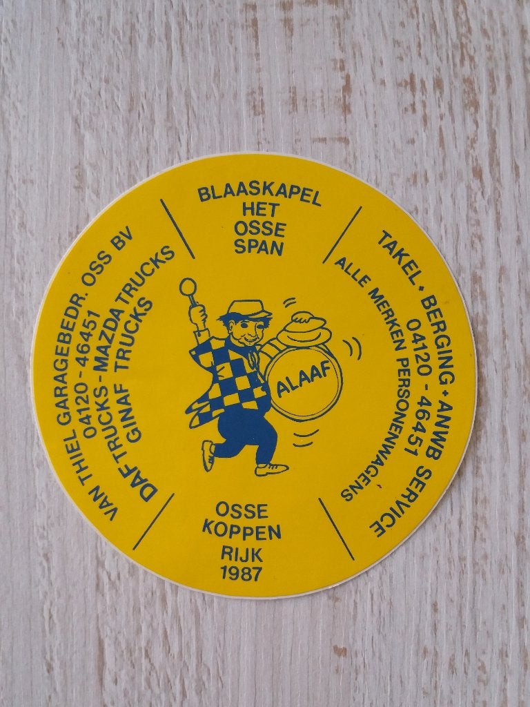 sticker Blaaskapel het OSSE SPAN Osse koppen rijk 1987, Ophalen of Verzenden, Zo goed als nieuw, Bedrijf of Vereniging