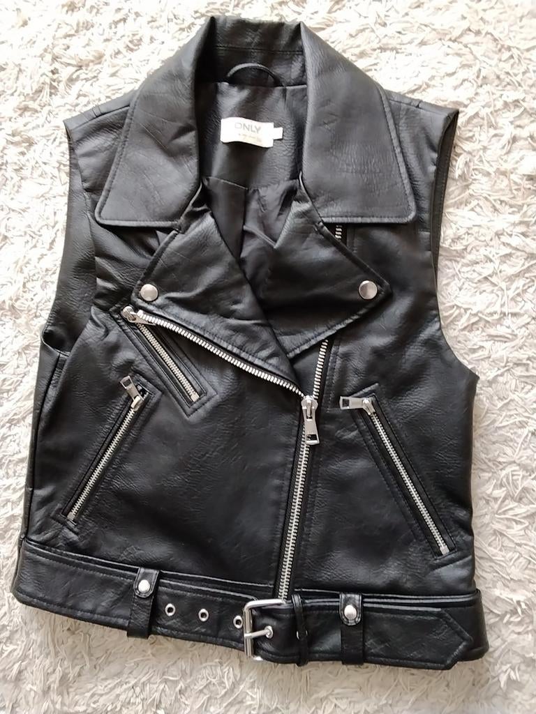 Stoer zwart ONLY biker gilet - Maat XS, Zwart, Ophalen of Verzenden, Maat 34 (XS) of kleiner, ONLY