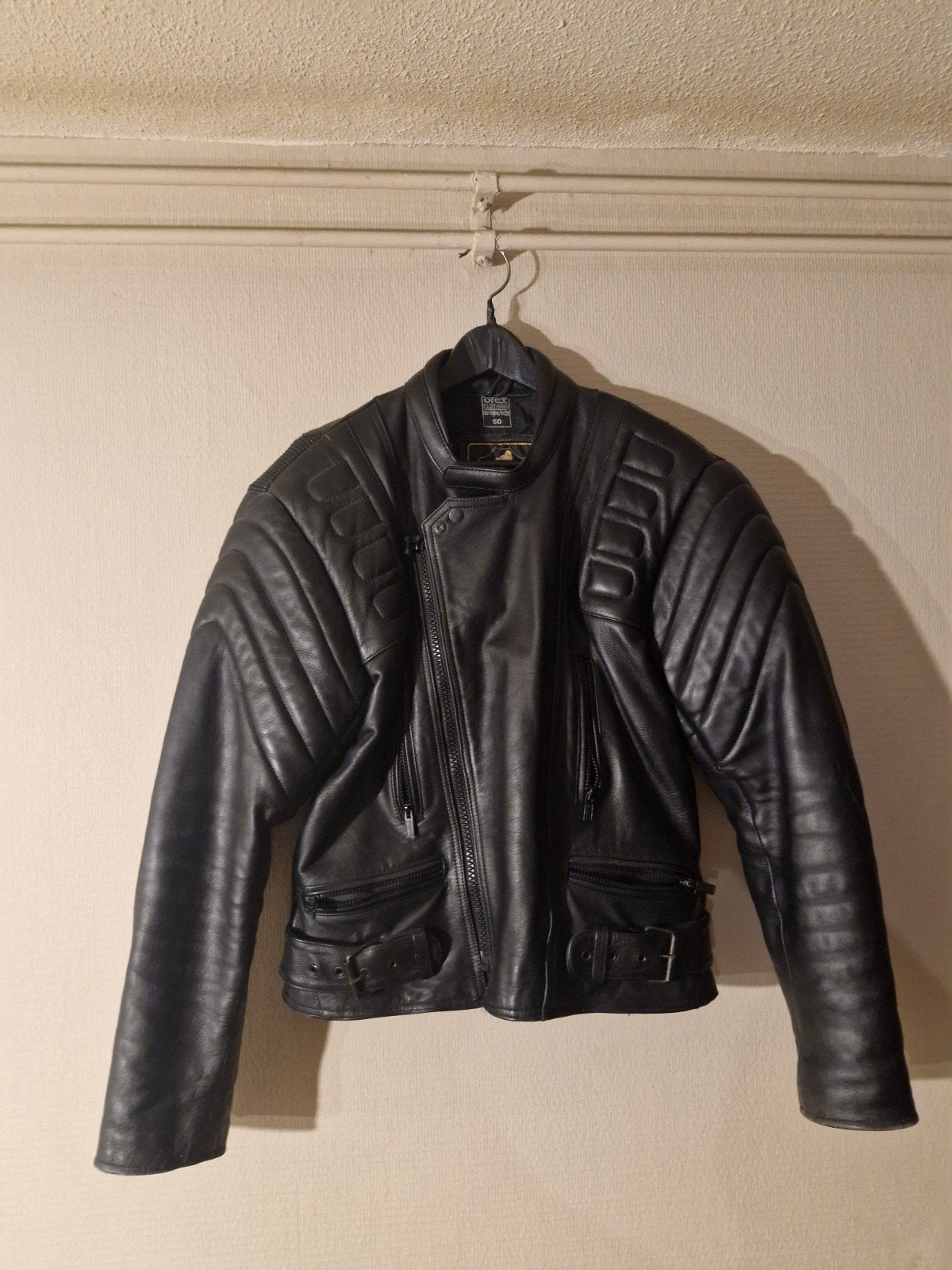 Vintage Leren Motorjas - Zwart, Maat L, Motoren, Heren, Orex, Jas | leer, Ophalen of Verzenden