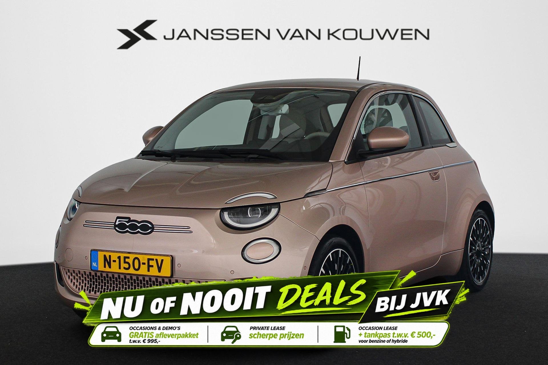 Fiat 500 3+1 La Prima 42 kWh Leder Stoelverwarming LED Achte, Auto's, 1300 kg, Gebruikt, 4 stoelen, Origineel Nederlands
