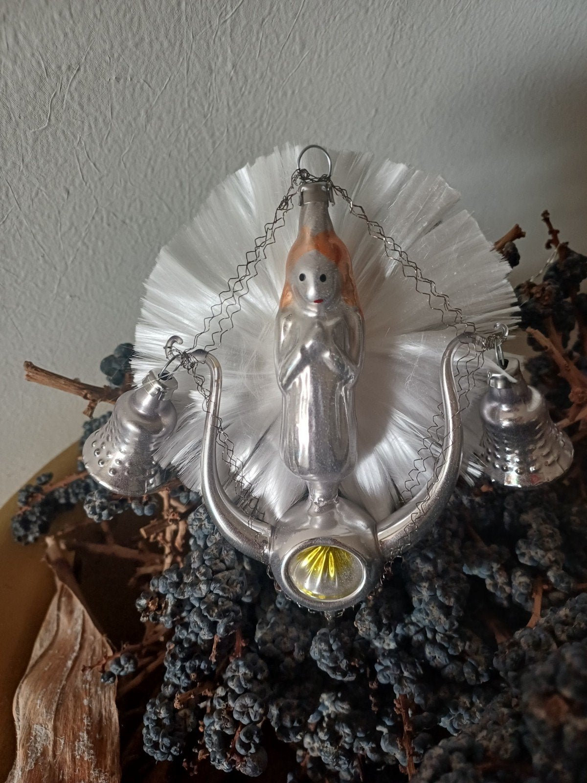 vintage kerstbal van glas Engel Lyra, Diversen, Kerst, Ophalen of Verzenden