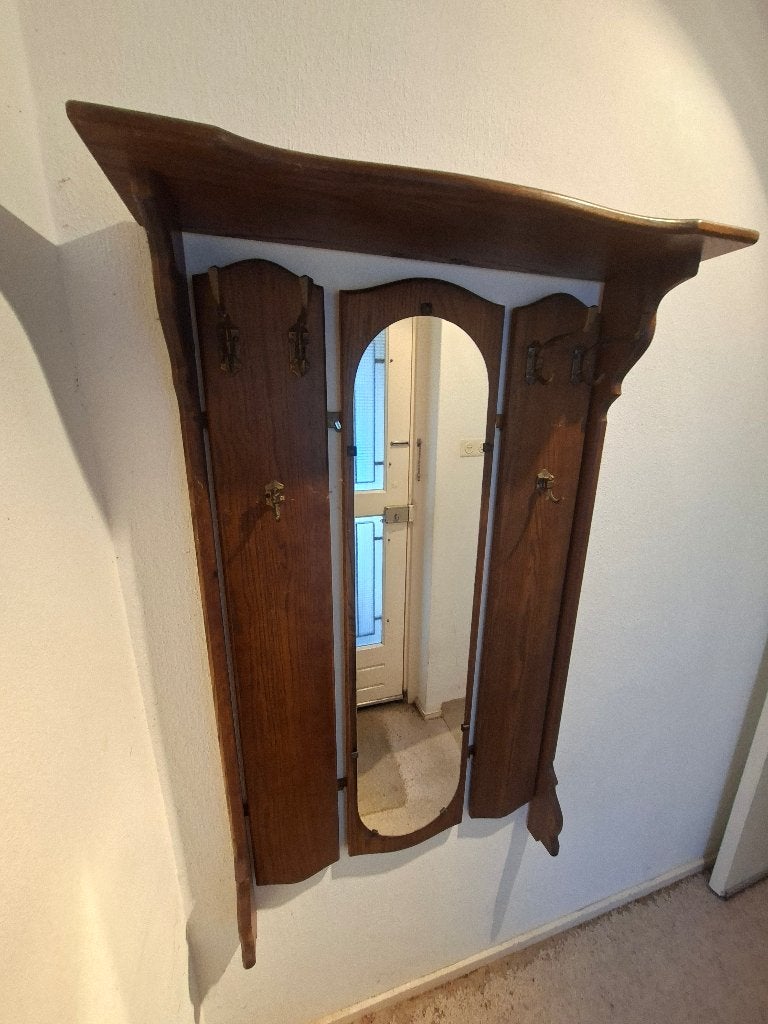 Antieke kapstok met spiegel 80x40 cm, Antiek en Kunst, Ophalen of Verzenden