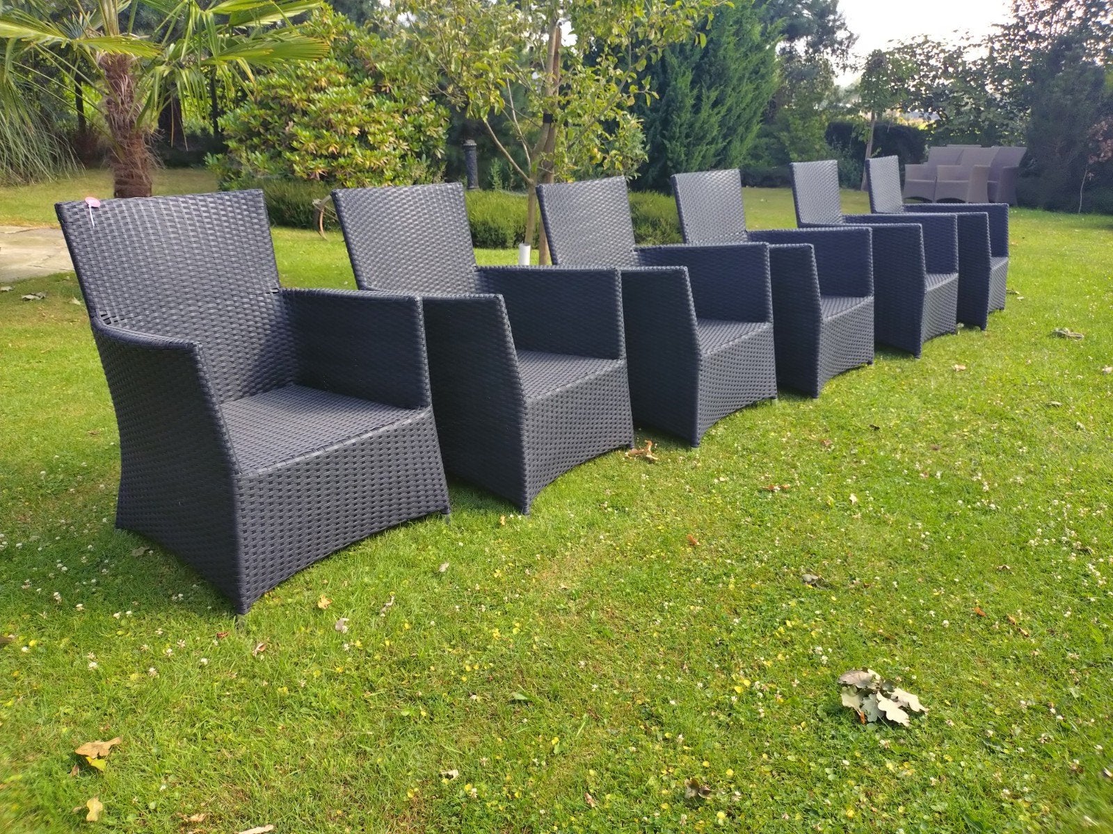 6 mooie tuinstoelen met dikke kussens, Tuin en Terras, Ophalen, Gebruikt, Kunststof