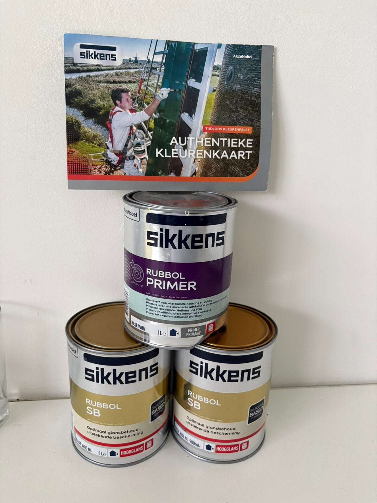 Sikkens Rubbol SB hoogglans buitenlak in creme en blauw, Overige kleuren, Nieuw, Ophalen of Verzenden, Lak
