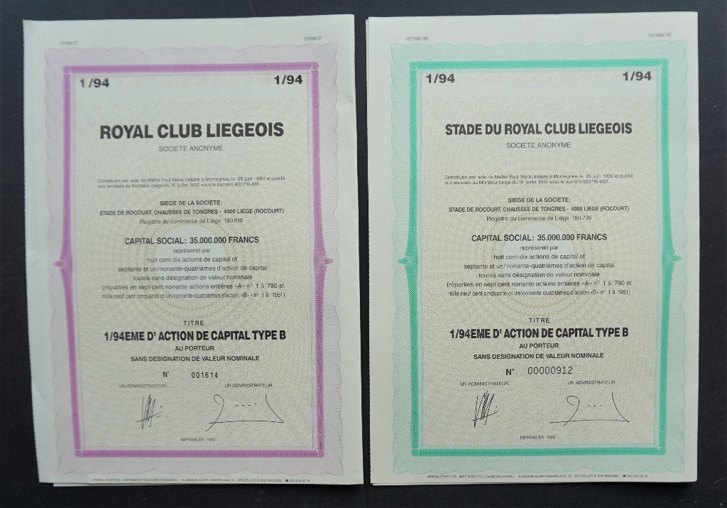 Royal Football Club de Liège (RFCL) / FC Luik (Voetbal) 2x, Verzenden, 1970 tot heden, Aandeel
