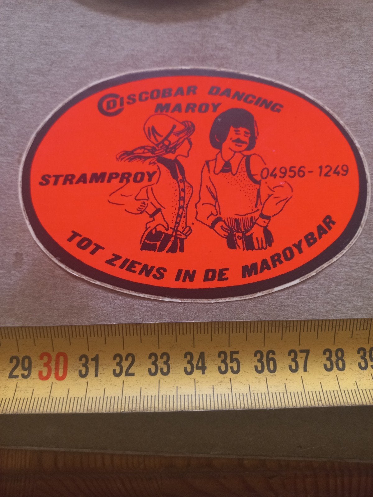 Vintage sticker Discobar Dancing Maroy Stramproy, Ophalen of Verzenden