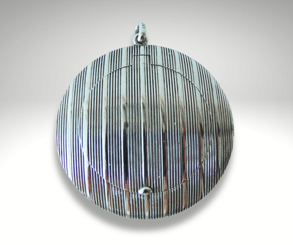 Antieke 830 zilveren ART DECO grote guilloche poeder hanger!, Overige voorstellingen, Verzenden, Zo goed als nieuw, X
