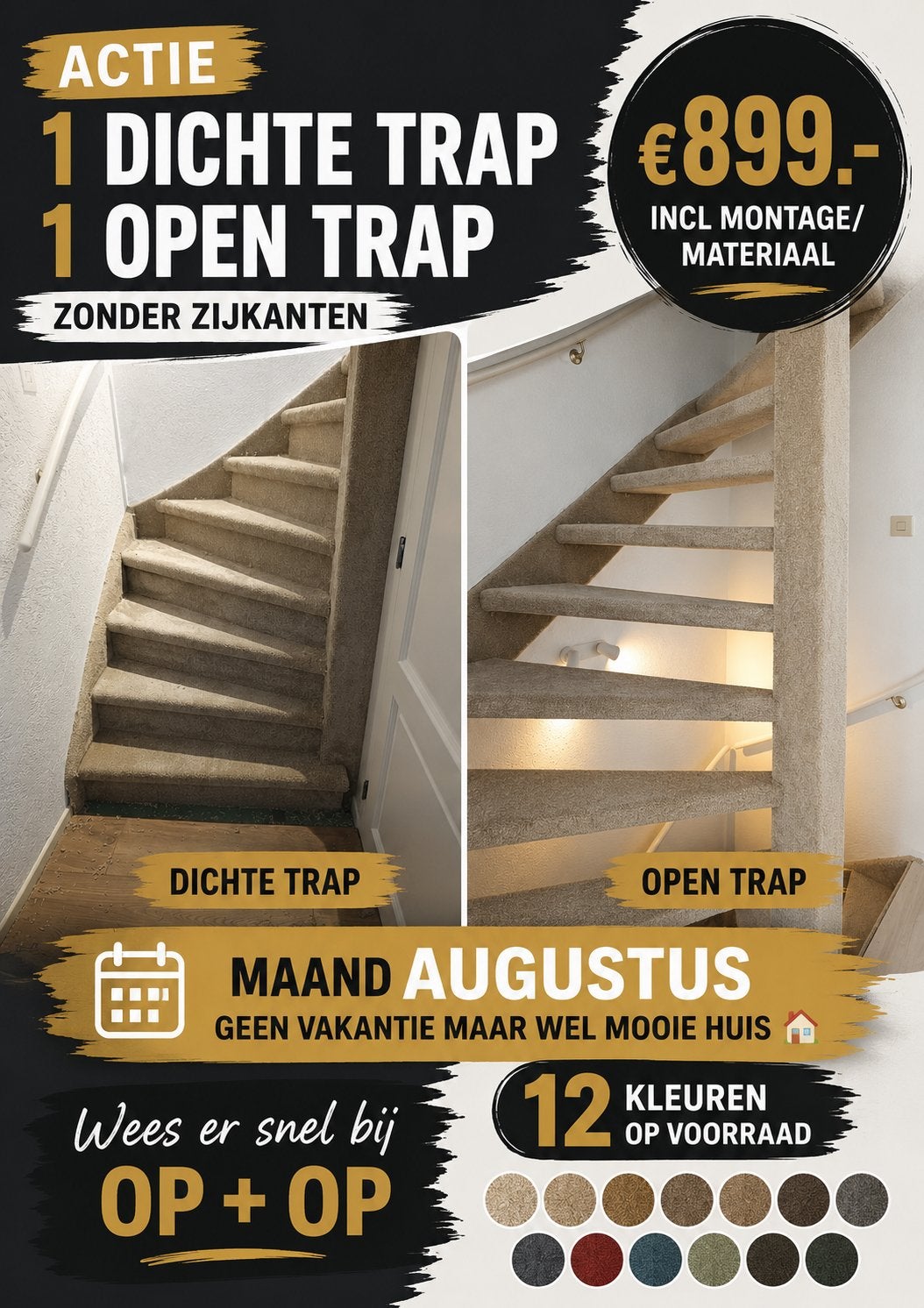 Actie: Dichte en Open Trap - Inclusief Montage/Materiaal, Ophalen of Verzenden, Nieuw, Trap, 2 tot 4 meter