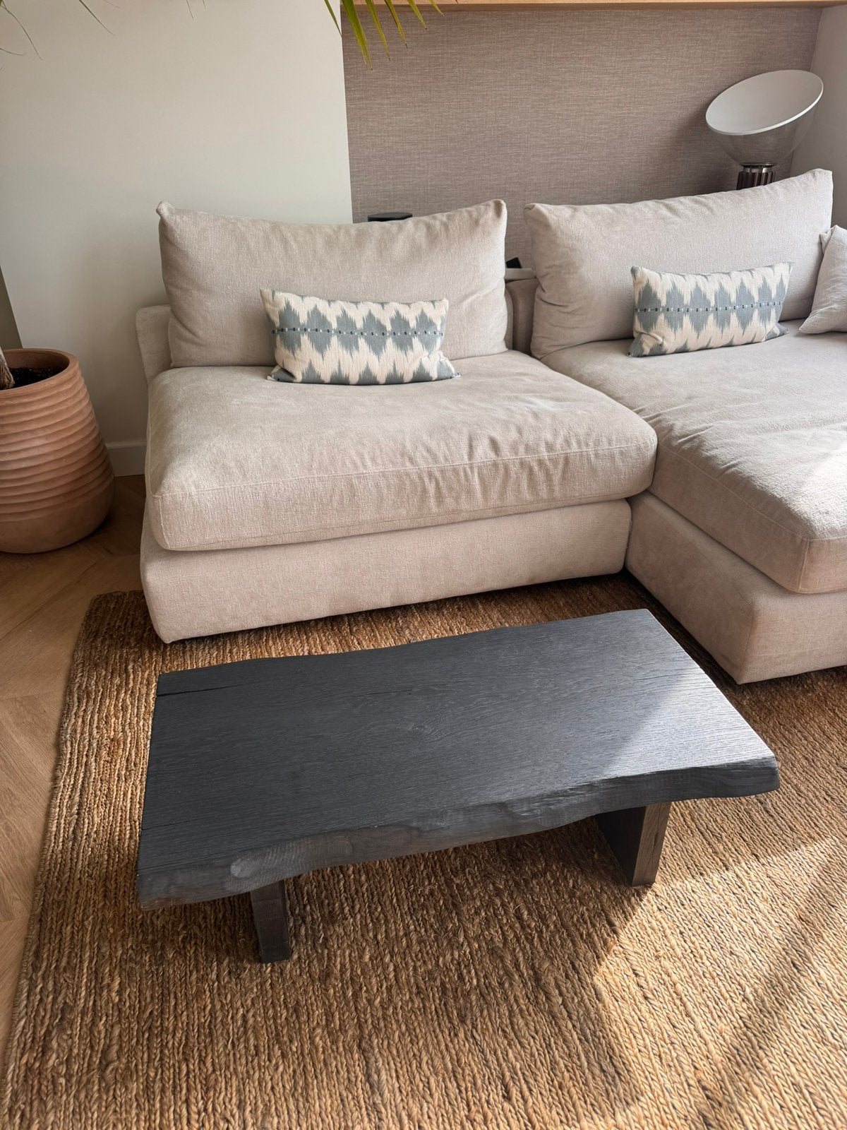 Eikenhout salontafel massief boomstam Japandi, Ophalen, Zo goed als nieuw, Hout, Japandi