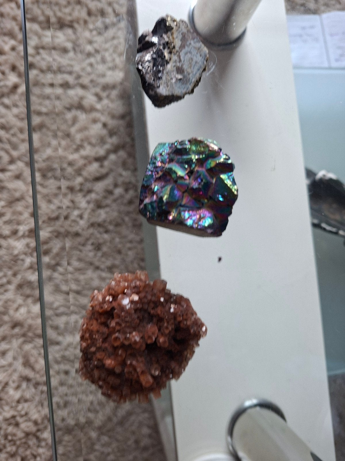 Set van 3 mineralen: Chalcopyriet, Hematiet, Aragoniet, Ophalen of Verzenden
