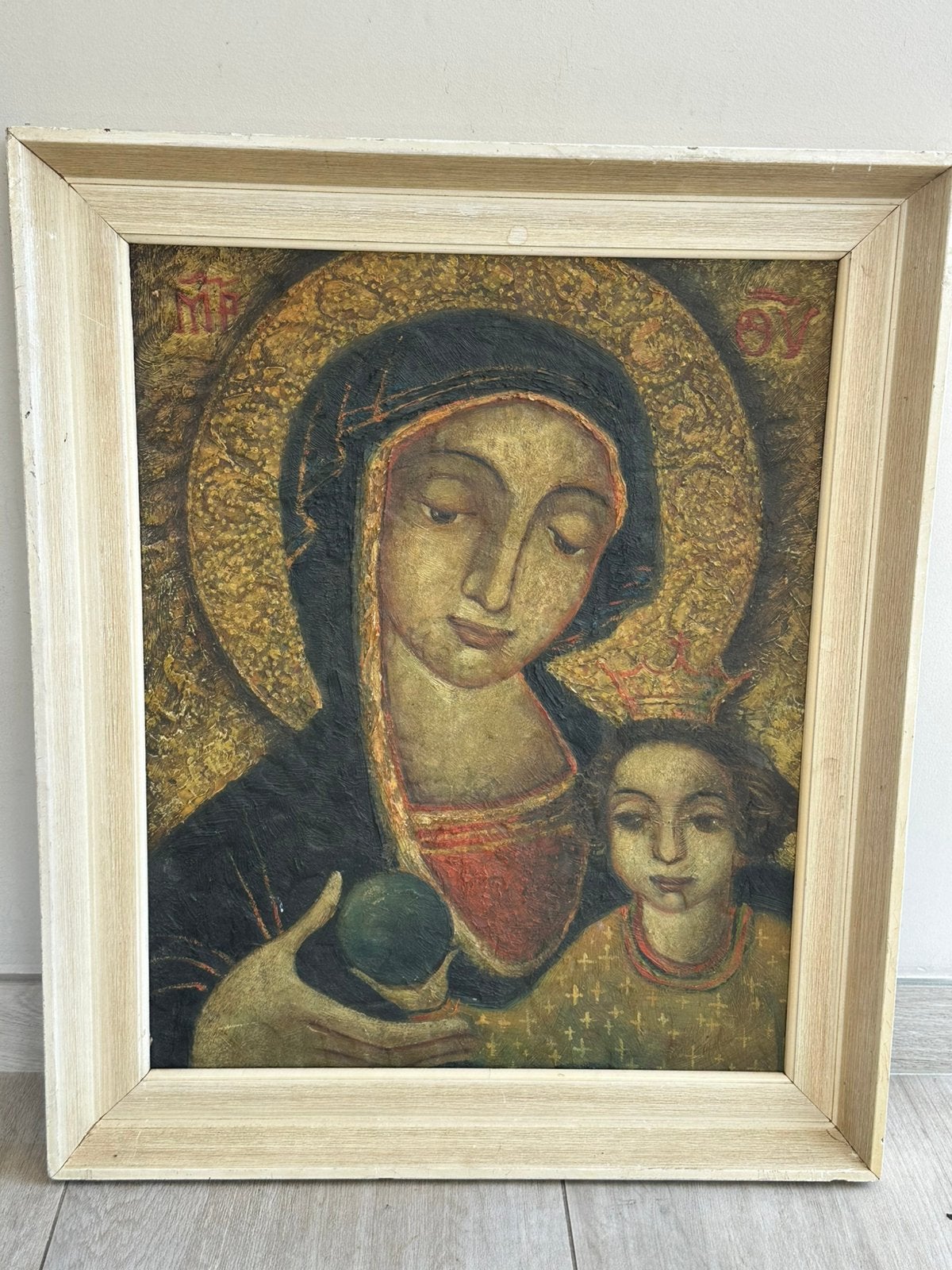 Art deco oud Icoon schilderij 60/70 cm, Ophalen of Verzenden, Gebruikt, Kaart of Prent