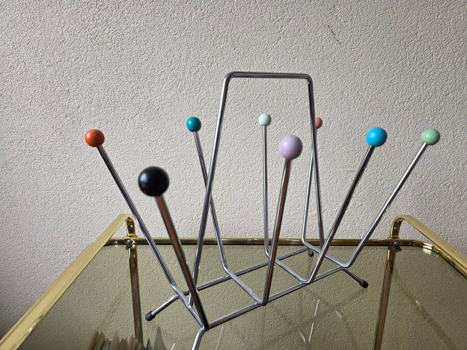 Vintage Lectuurrek Platenbak Eames Stijl platenrek Sputnik, Vintage, Meerkleurig, Ophalen of Verzenden, Zo goed als nieuw