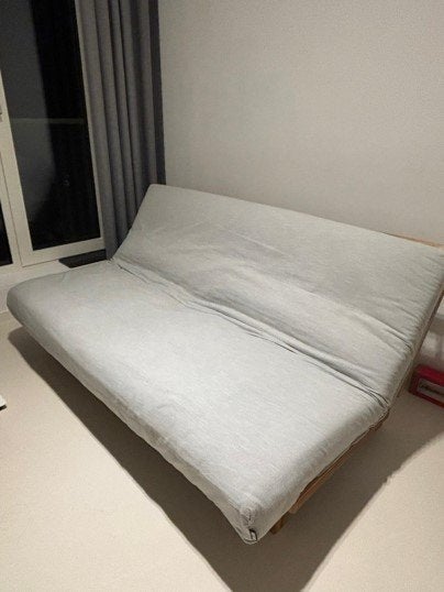 Comfortabel houten 3-zitsbank Futon Company, Ophalen, Gebruikt, Driepersoons, 75 tot 100 cm