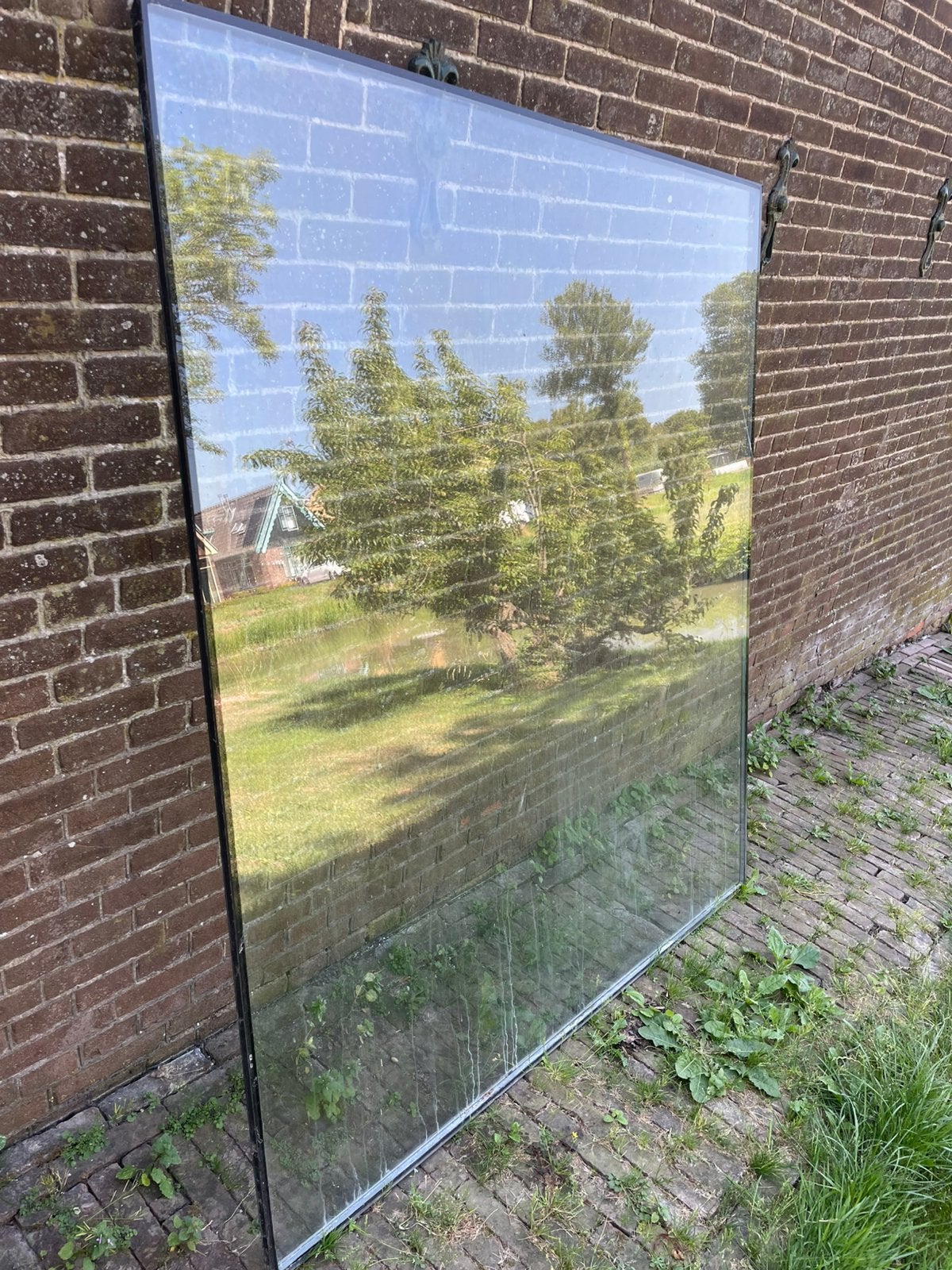 Dubbel glas plaat, Ophalen, Gebruikt, 120 tot 160 cm, Gevelraam of Ruit