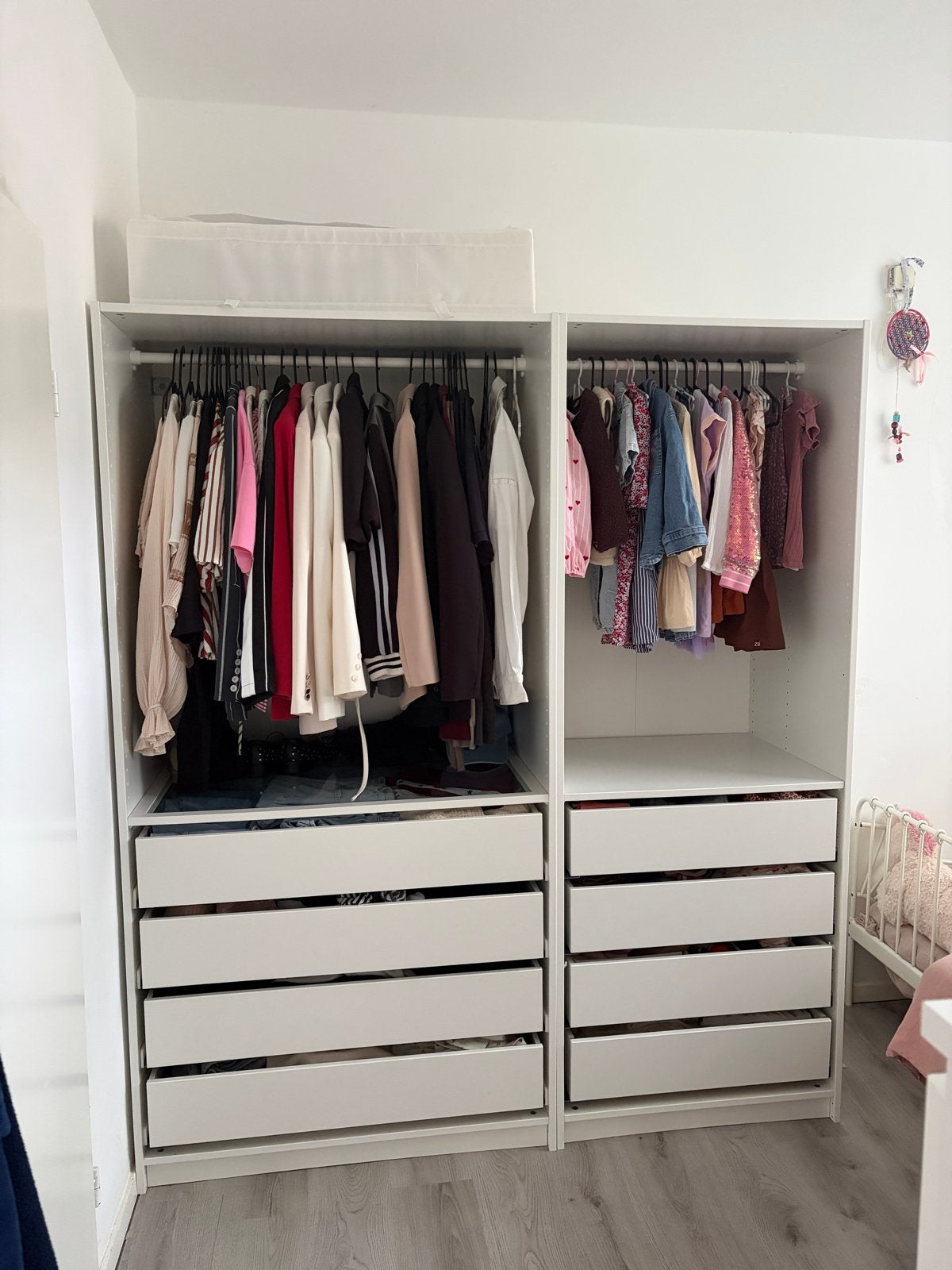 2x IKEA Pax kasten met lades, glazen plank en roedes, Ophalen, Gebruikt, 200 cm of meer, 150 tot 200 cm