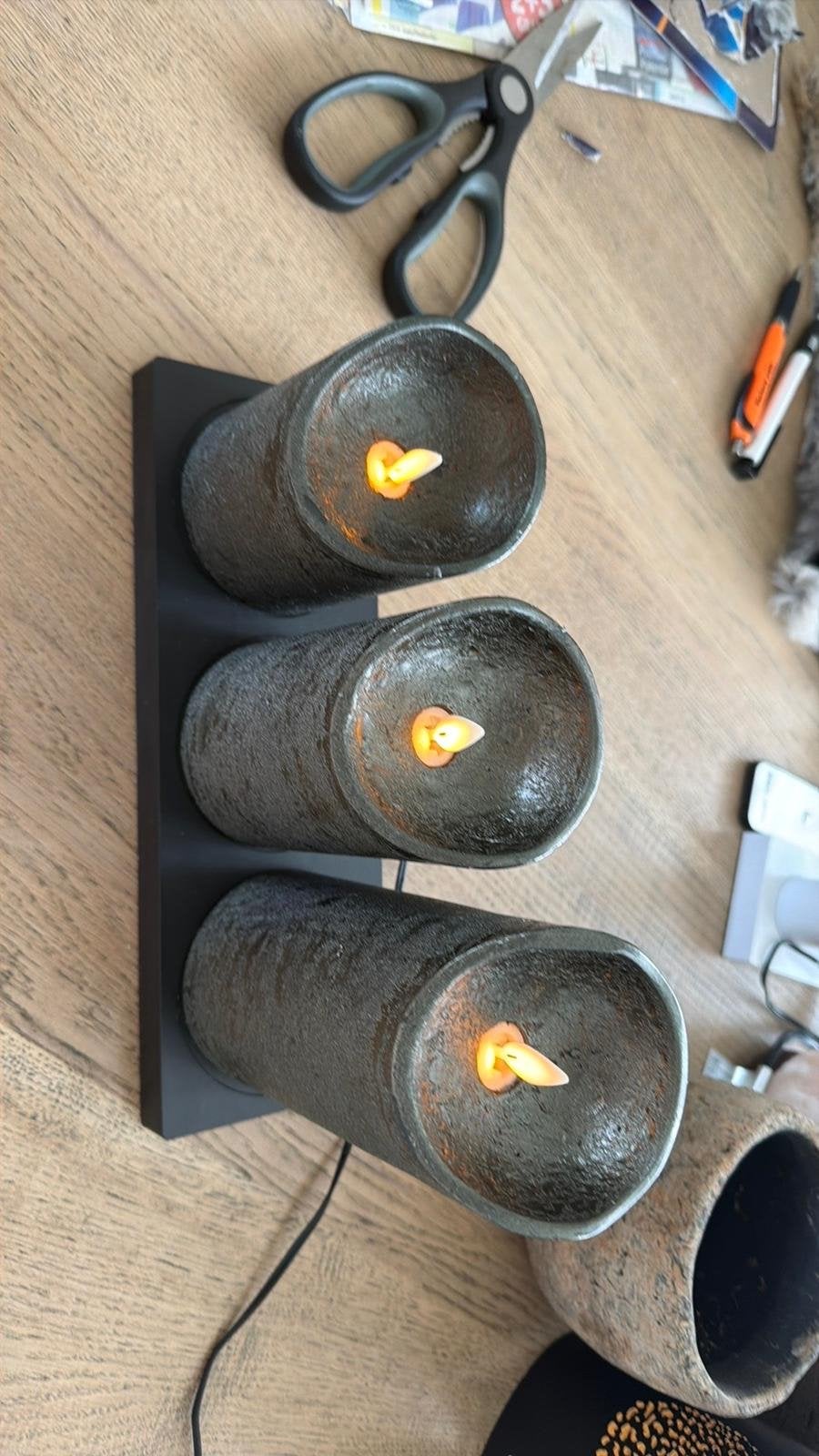 Oplaadbare LED Kaarsen Set 3 Hoogtes Zwart/Antraciet, Ophalen, Kunststof, Gebruikt, Zwart