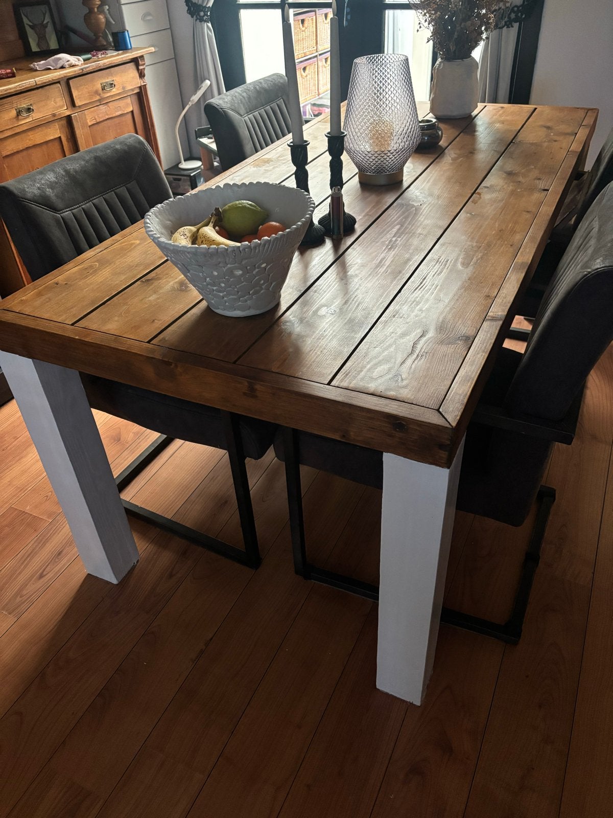 Steigerhouten eettafel - Robuust en sfeervol, Ophalen, Gebruikt, 50 tot 100 cm, 150 tot 200 cm