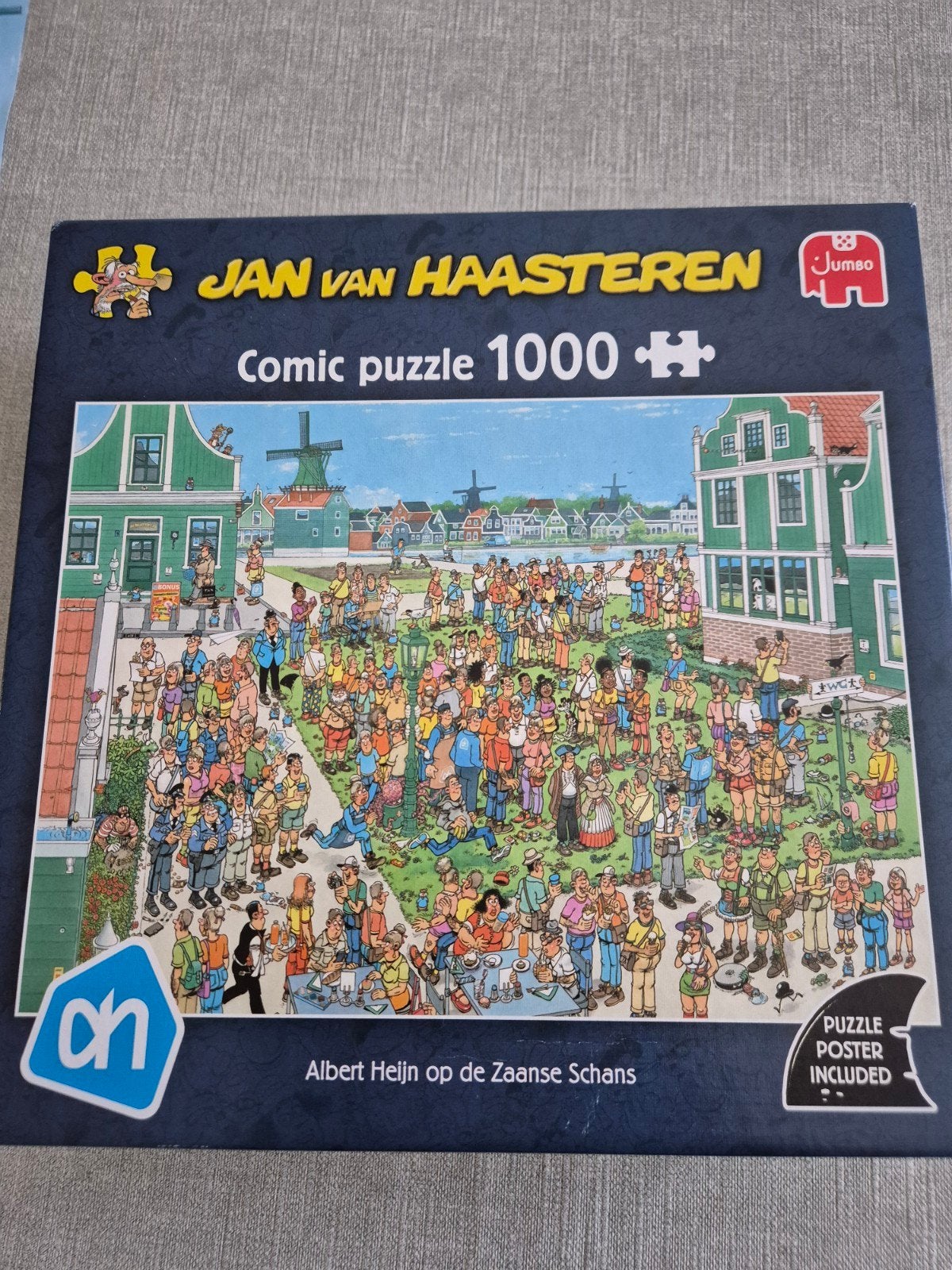 Jan van Haasteren AH op de Zaanse Schans 1000 stukjes, Ophalen of Verzenden, 500 t/m 1500 stukjes, Zo goed als nieuw, Legpuzzel