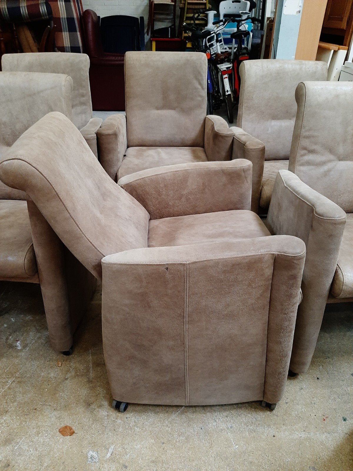 6 comfortabele verstelbare armleuningstoelen, Ophalen, Gebruikt, Overige kleuren, Stof