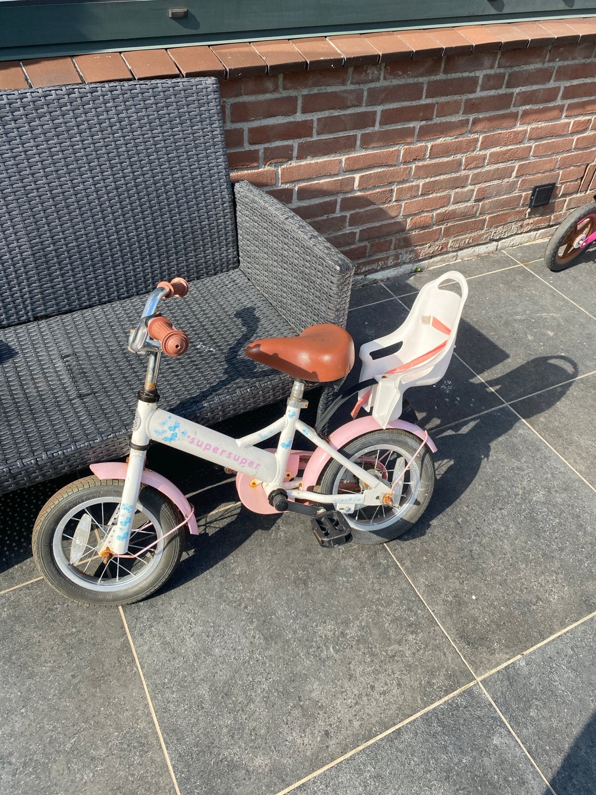 Supersuper kinderfiets met zitje, Ophalen, Gebruikt, Terugtraprem, Minder dan 16 inch