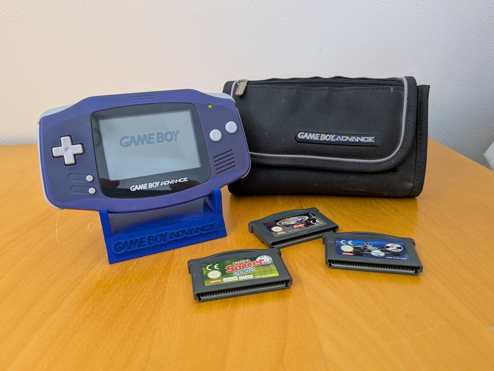 Game Boy Advance Indigo Paars met 3 games (AGB-001), Ophalen of Verzenden, Gebruikt, Game Boy Advance, Met beschermhoes of tas