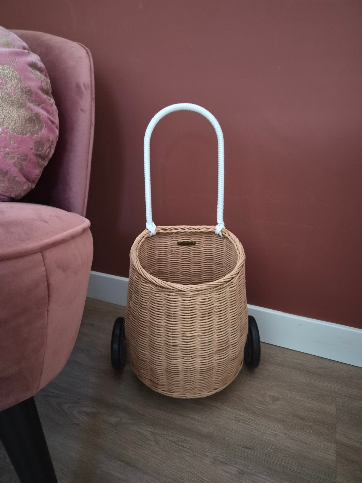 Olli Ella Luggy Basket naturel - rotan karretje/trolley, Ophalen of Verzenden, Zo goed als nieuw