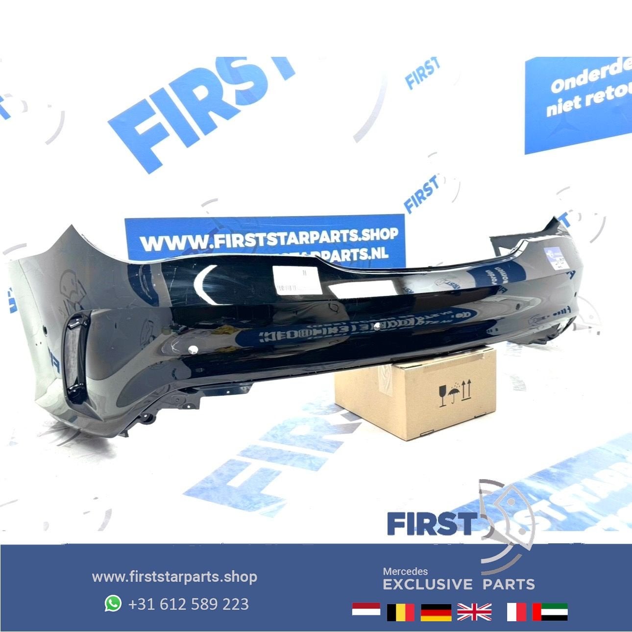 W117 CLA AMG ACHTERBUMPER 191 KOSMOS ZWART Mercedes C117 X11, Gebruikt, -, Voor, Ophalen of Verzenden