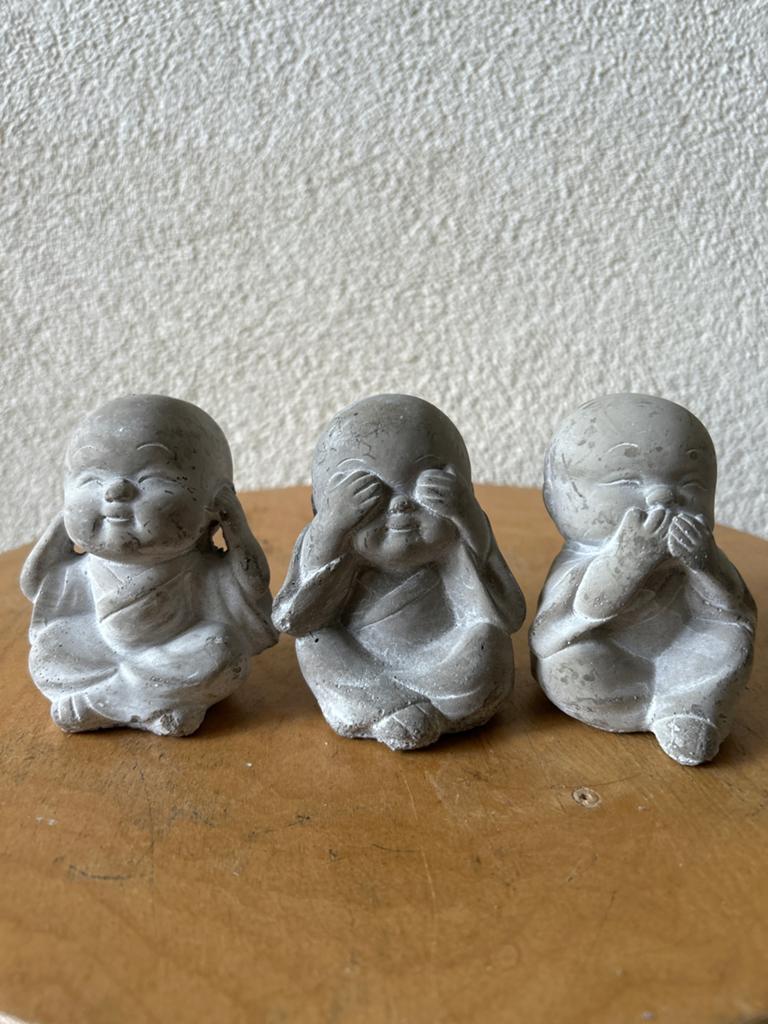 Set van 3 Boeddha beeldjes - Horen, Zien, Zwijgen, Ophalen of Verzenden, Gebruikt