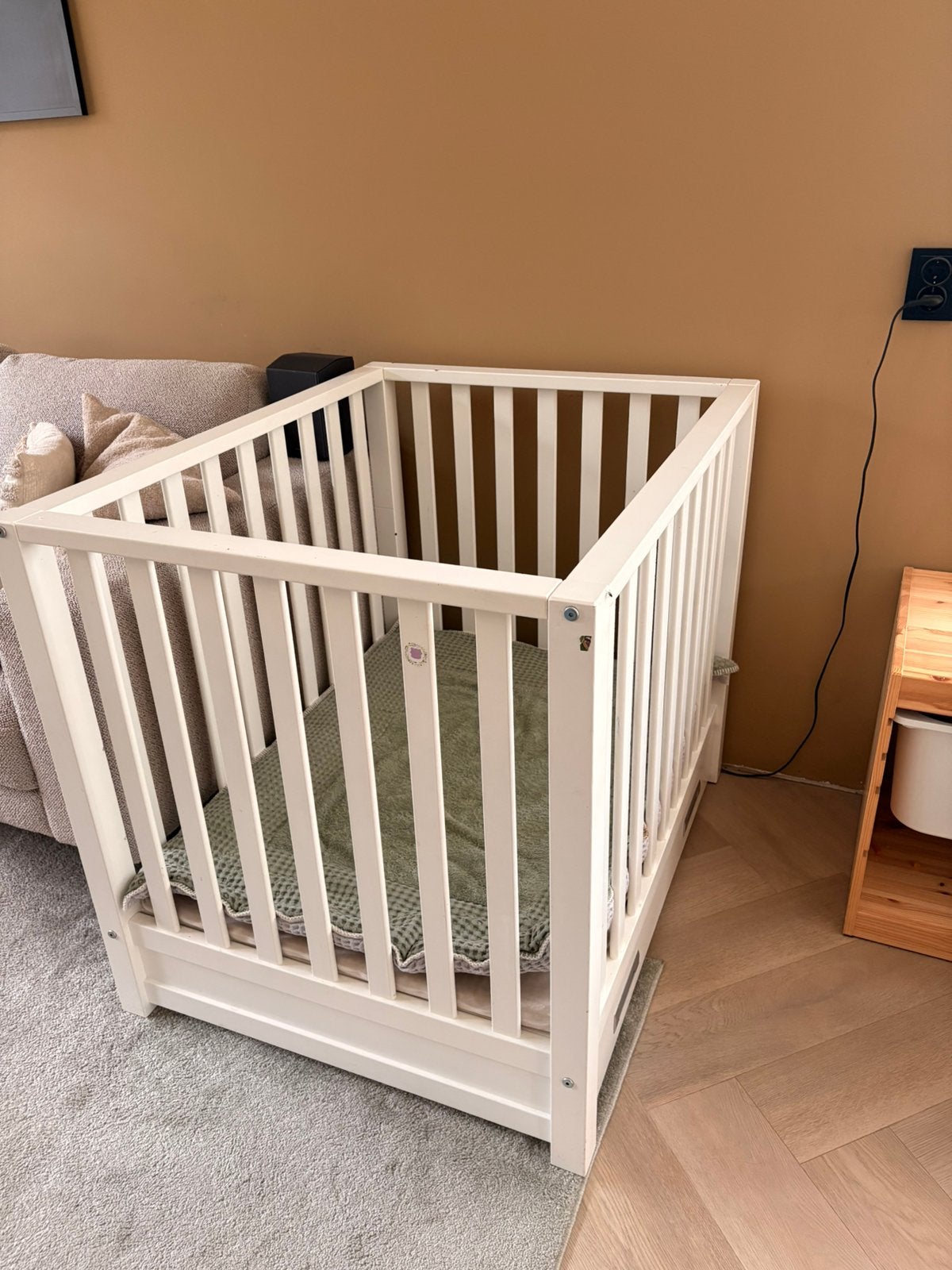 TWF Box Lieke met lade incl matras en Koeka boxkleed, Ophalen, Gebruikt, Rechthoekig, In hoogte verstelbaar