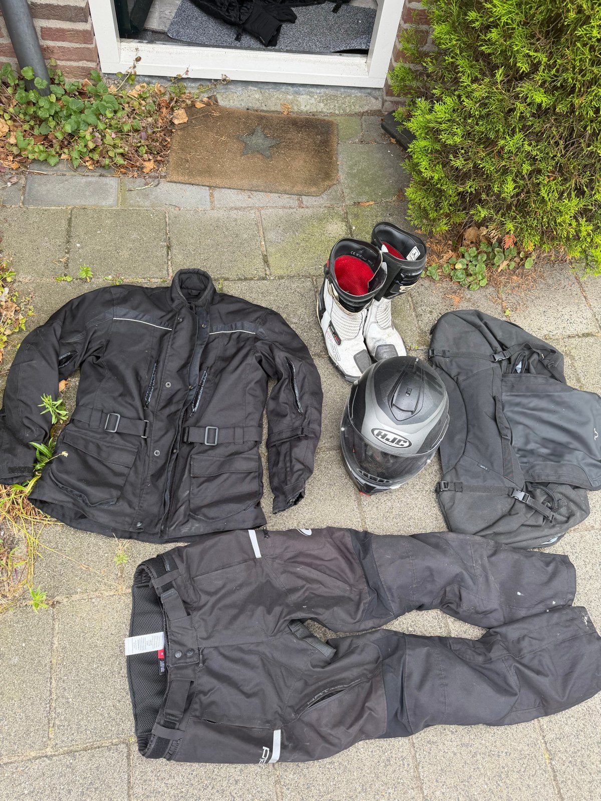 Complete motoruitrusting: pak, laarzen, helm, tas (Yamaha R6, Ophalen of Verzenden, Tweedehands, Heren, Combipak