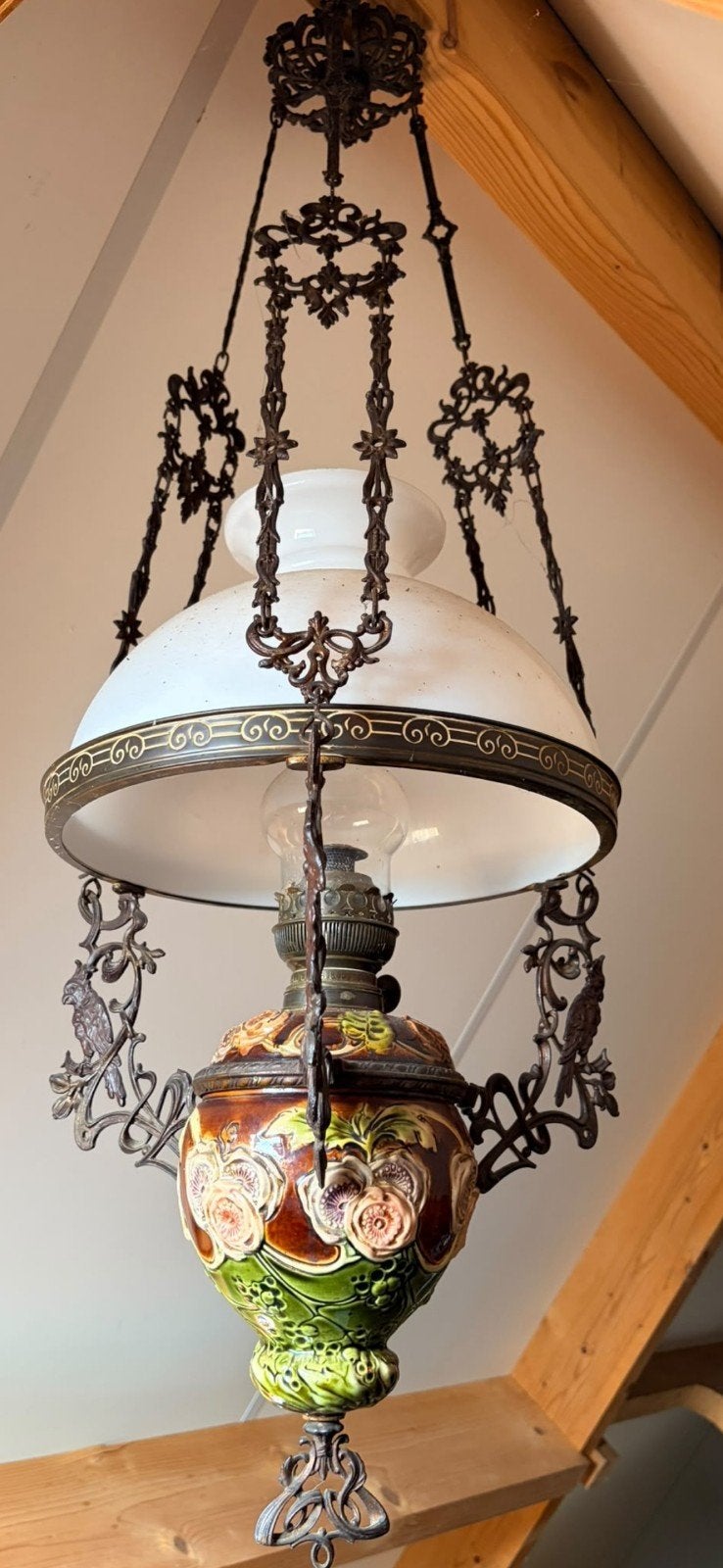 Antieke hanglamp, klassieke olielamp of petroleumlamp, Antiek en Kunst, Ophalen