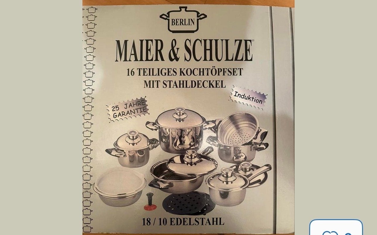 Maier & Schulze 16-delige pannenset RVS Inductie, Ophalen of Verzenden, Nieuw, Rvs, Pannenset