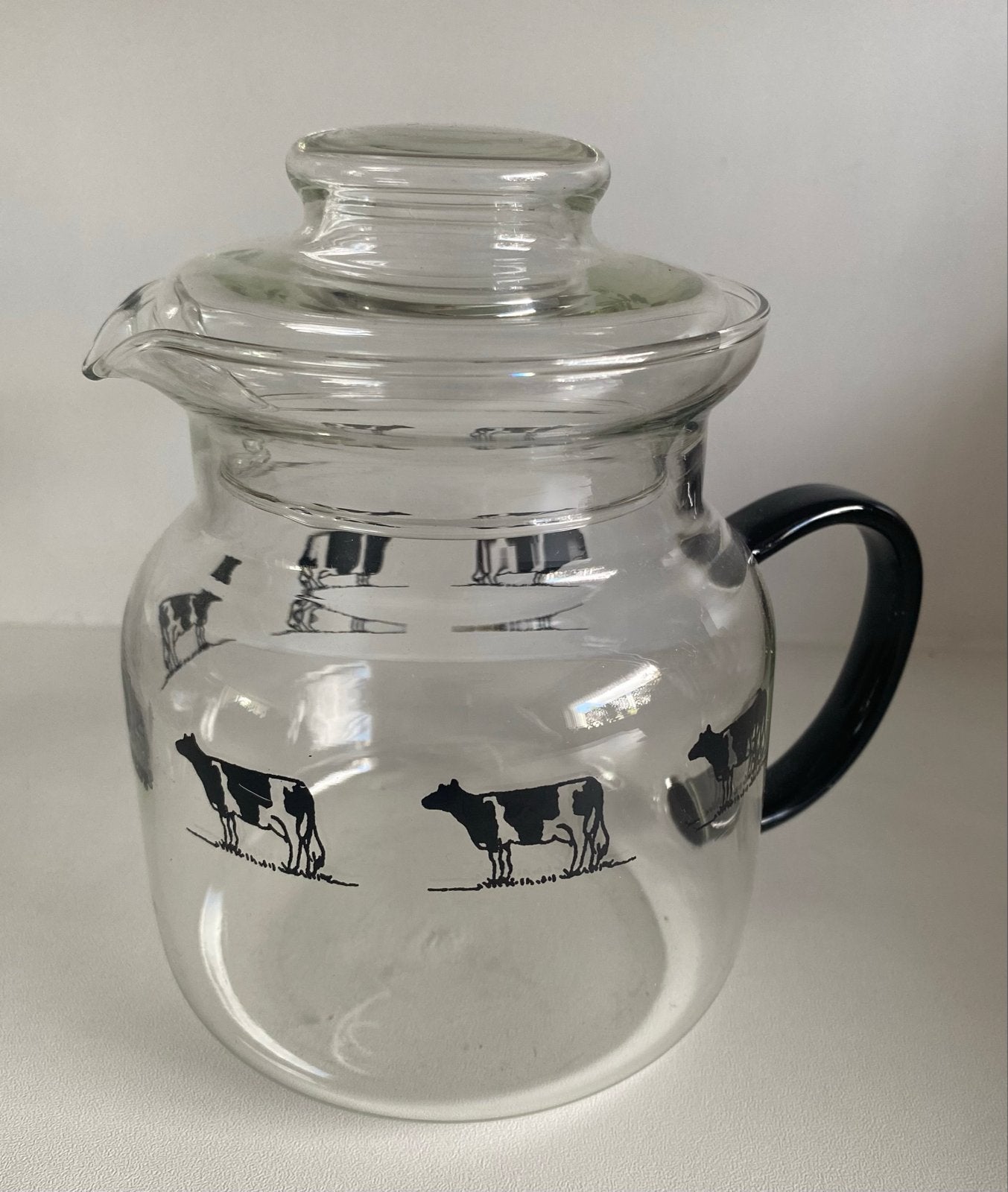 Glazen theepot met koeienprint <Mid West>, Overige typen, Ophalen of Verzenden, Overige stijlen, Glas