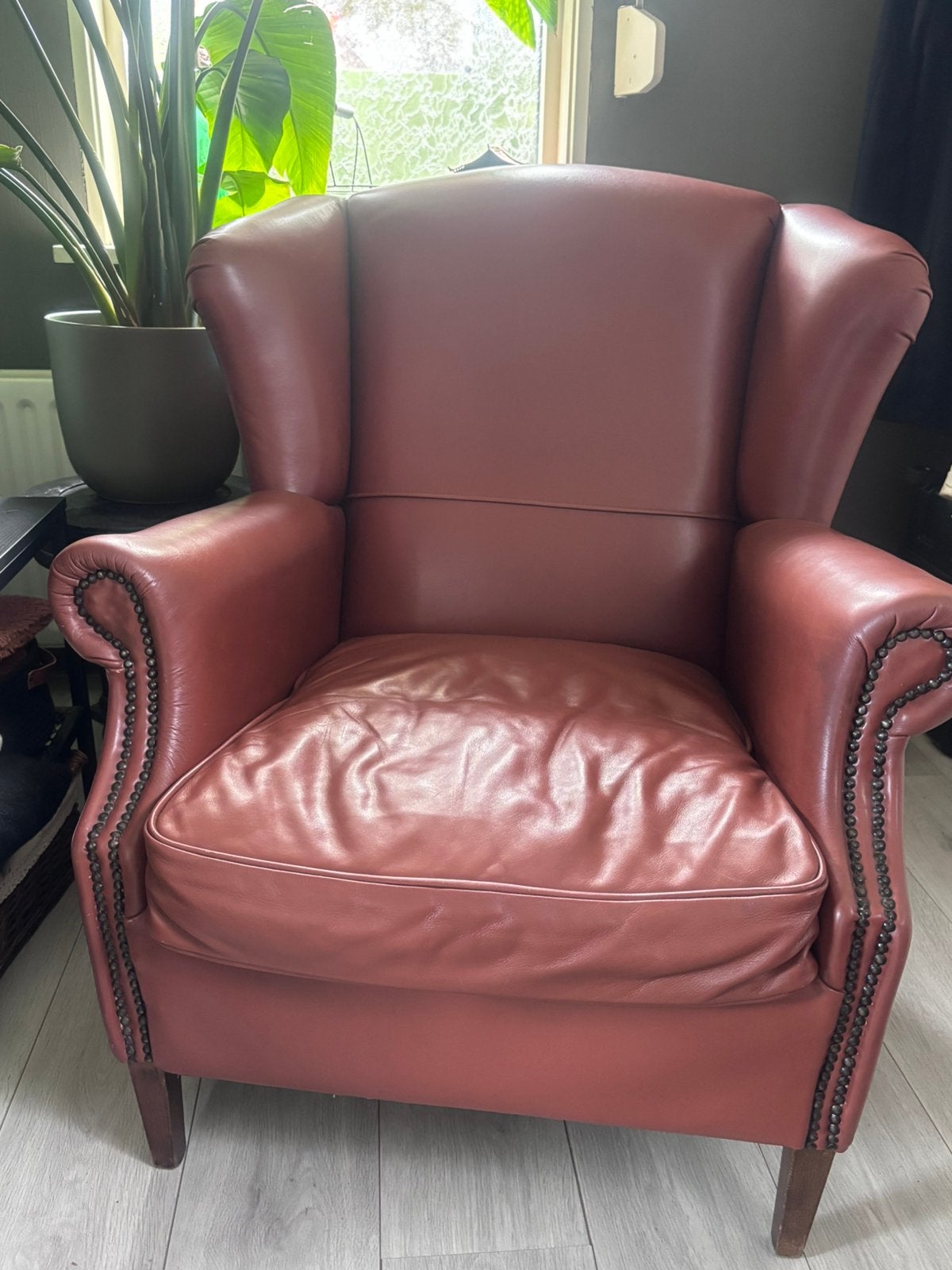 Leuke leren fauteuil!, Ophalen, Zo goed als nieuw, 50 tot 75 cm, Leer