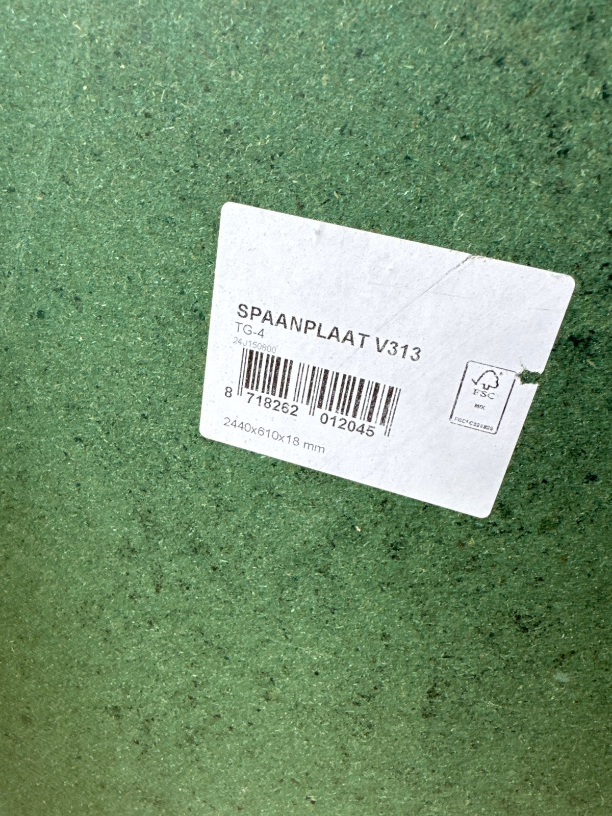 9 stuk Vochtwerende Spaanplaat V313 Groen 2440x610x18 mm, Minder dan 25 mm, Overige typen, Nieuw, Ophalen of Verzenden