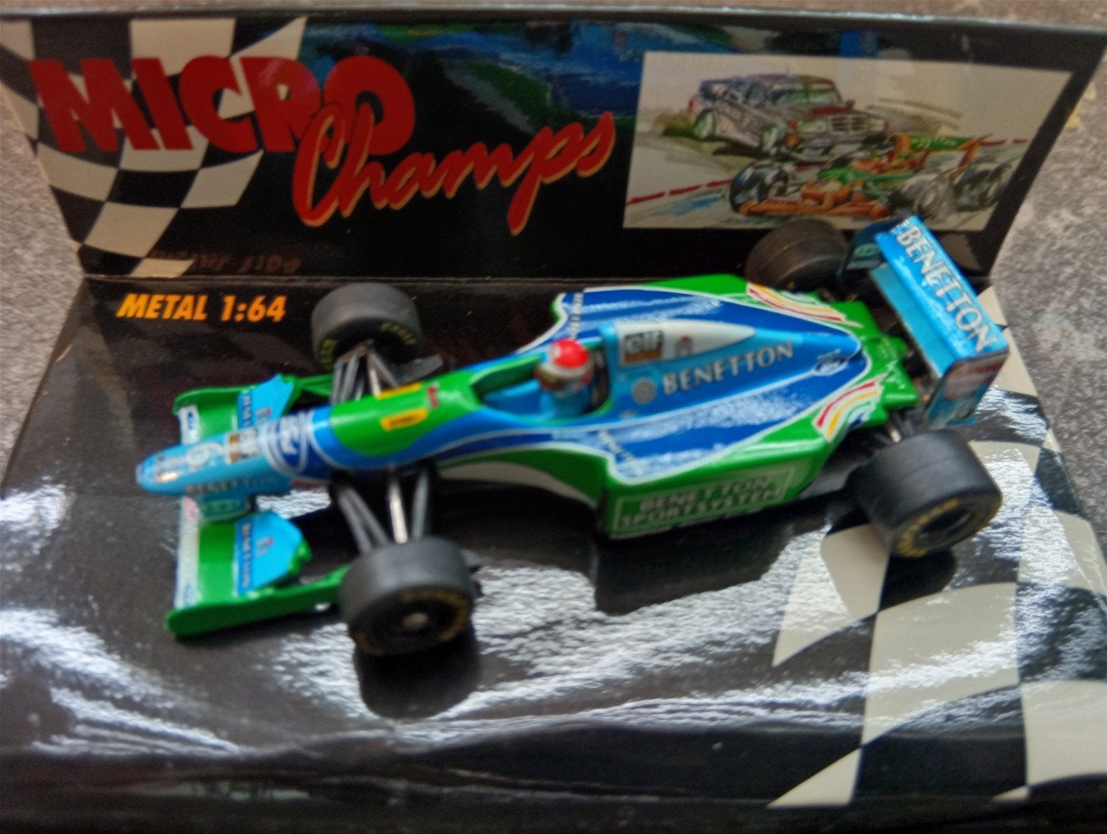 F1 Benetton Ford B194 Jos Verstappen 1:64 Schaalmodel, Hobby en Vrije tijd, Ophalen of Verzenden