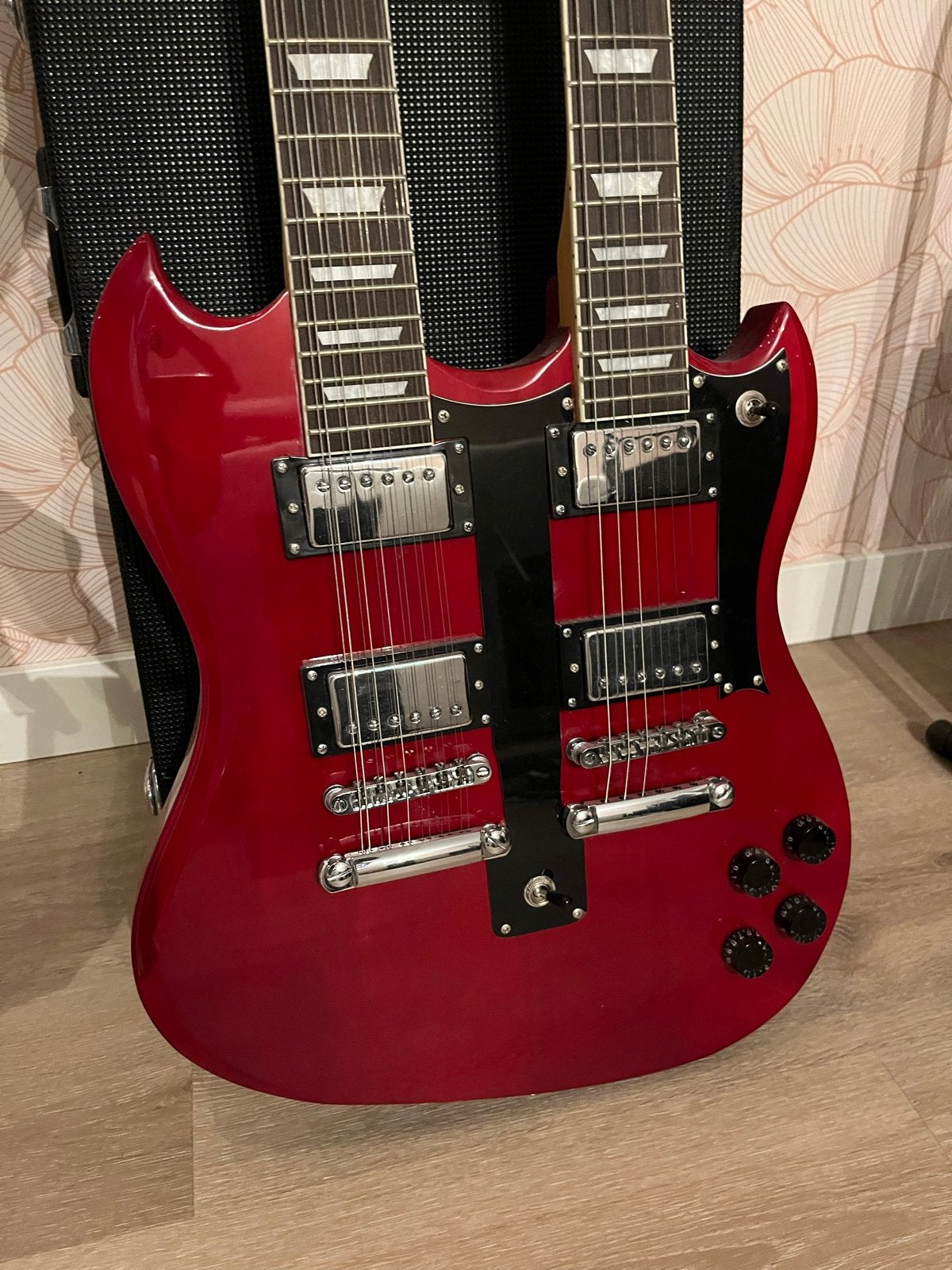 Gear4Music Double Neck SG Gitaar - Cherry Red, Ophalen, Zo goed als nieuw