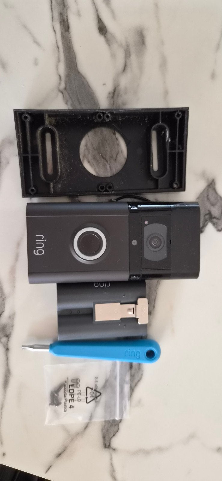 Ring Video Deurbel 3plus met batterij en accessoires, Ophalen of Verzenden, Gebruikt, Buitencamera