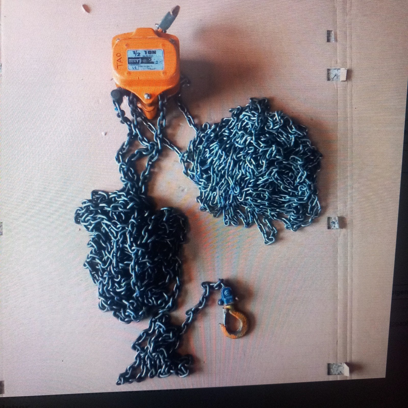 Kettingtakel 15 meter 0,5 ton - 500kilo. chain hoist, Ophalen, Gebruikt, Handmatig