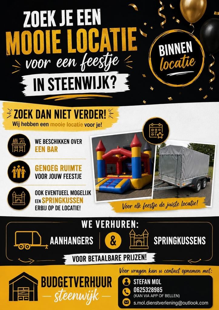 Springkussen, feestlocatie, aanhanger verhuur, Ophalen, Overige soorten, Overige typen